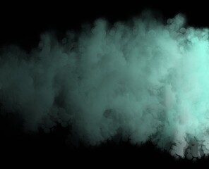 abstract smoke background in blue turquoise colors on black background