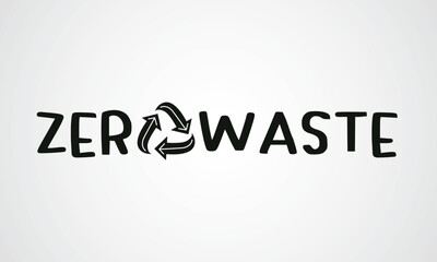Zero waste with recycle symbol design element, Flat design eco friendly labels illustration