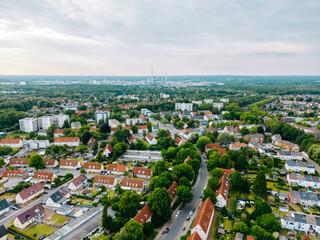 Scenic landscape from above aerial view in Marl Germany .