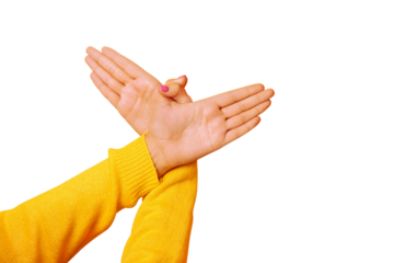 Hands gesture bird isolated on transparent background