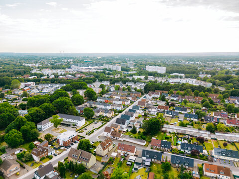 Scenic landscape from above aerial view in Marl Germany .