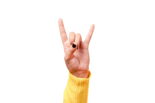 rock and roll sign isolated on transparent background