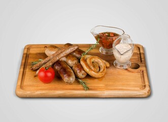 Appetizers wooden board with different tasty snacks
