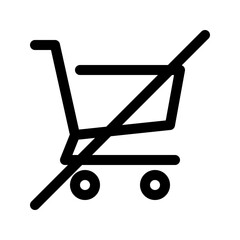 No shopping cart outline icon. Vector illustration