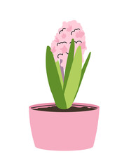 Flower in pot concept. Element of interior and decor. Aesthetics and elegance. Romantic gift for March 8. Aesthetics and elegance. Cartoon flat vector illustration isolated on white background