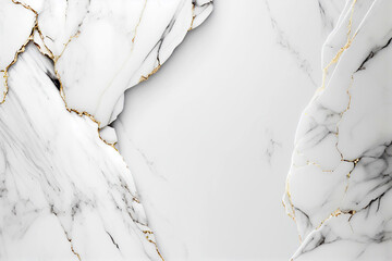 Beautiful broken white and gold marble stone texture. Abstract marbling frame 3d illustration background. AI Generated art - obrazy, fototapety, plakaty