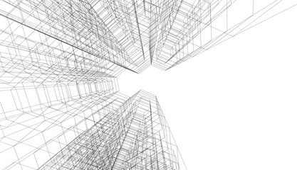 abstract 3d architecture vector illustration