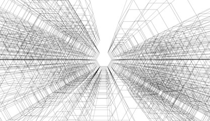 abstract 3d architecture vector illustration