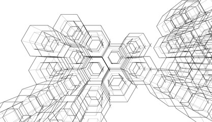 abstract 3d architecture vector illustration