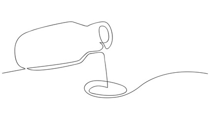 Obraz premium Continuous line drawing of medicinal syrup on white background. Concept of medicine. vector