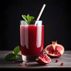Pomegranate juice in a glass. Generative AI.
