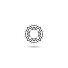  Mandala icon with shadow isolated on white