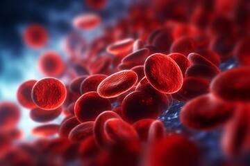 Close-up red blood cells. World Blood donor day. Generative AI