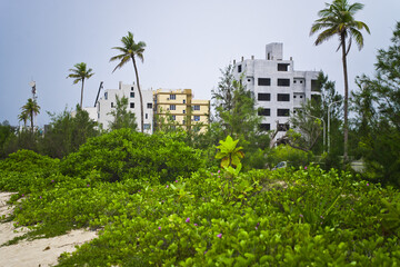 Contemporary residential buildings and buildings under construction on Hulhumale Island
