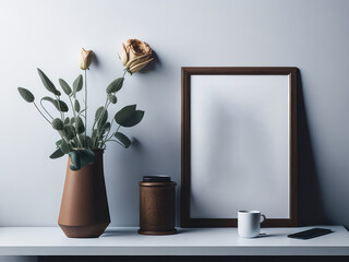  empty wooden frame mockup
