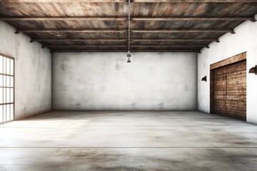 Old rustic garage for car repair on white background Generative AI