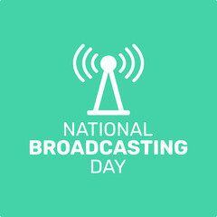 National Broadcasting Day logo with signal tower object in flat design