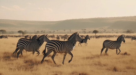 Naklejka premium Zebras in Wild