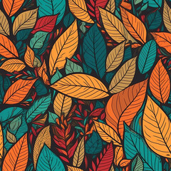 Fototapeta premium background with seamless texture of autumn leaves. Generative AI