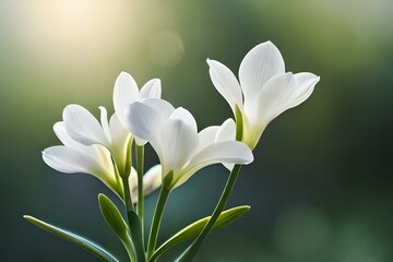 A cluster of white freesia flowers, emitting a sweet and intoxicating fragrance