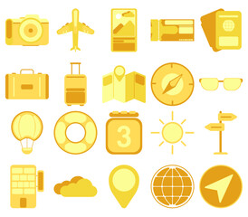 Set of Travel icon flat design. Simple icon bright collection. Vector