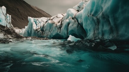 melting glaciers, global warming concept, generative ai