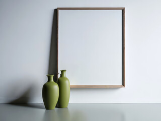 Portrait empty wooden frame mockup