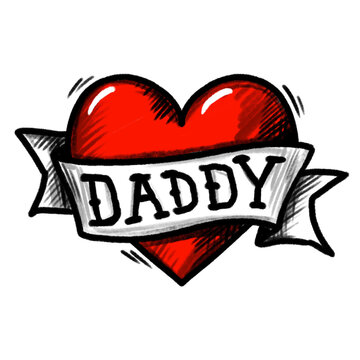 DADDY Heart tattoo - hand drawn