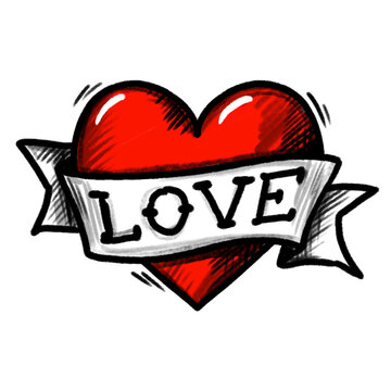 LOVE Heart tattoo - hand drawn