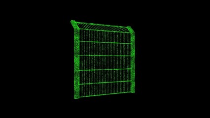 Fence 3D Wireframe Hologram in Motion. Nice 3D Rendering