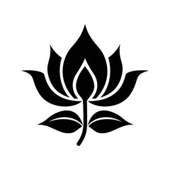 Lotus flower icon. Lotus flower. Black lotus icon on white background. Lotus plant.