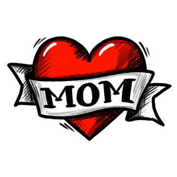 MOM Heart tattoo - hand drawn