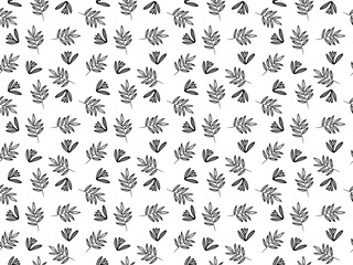 Seamless Vector floral pattern in Doodle style. Black and white endless Botanical background for Wallpaper, Wrapping paper, Textile, Product design, Fabric. Decorative plant ornament.