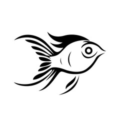 Fish icon. Black silhouette of fish.