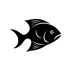 Fish icon. Black silhouette of fish.