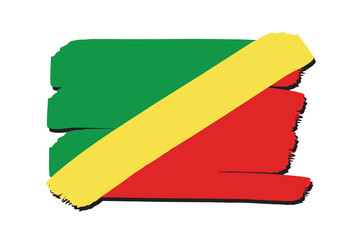 Congo Republic Flag with colored hand drawn lines in Vector Format