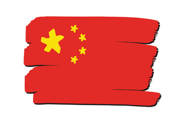 China Flag with colored hand drawn lines in Vector Format