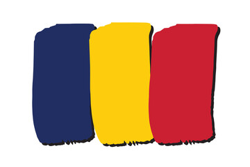 Chad Flag with colored hand drawn lines in Vector Format