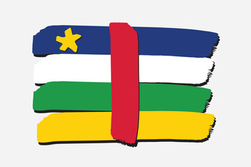 Central African Republic Flag with colored hand drawn lines in Vector Format