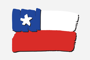 Chile Flag with colored hand drawn lines in Vector Format