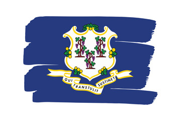 Connecticut State Flag with colored hand drawn lines in Vector Format