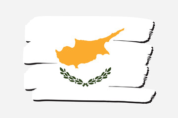 Cyprus Flag with colored hand drawn lines in Vector Format