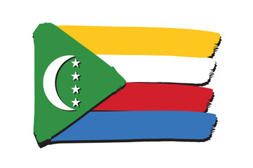 Comoros Flag with colored hand drawn lines in Vector Format