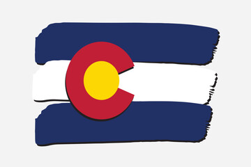 Colorado State Flag with colored hand drawn lines in Vector Format