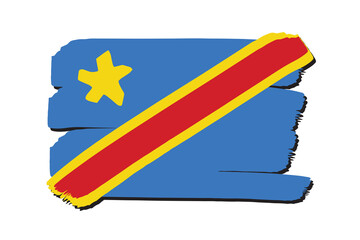 Democratic Republic of the Congo Flag with colored hand drawn lines in Vector Format