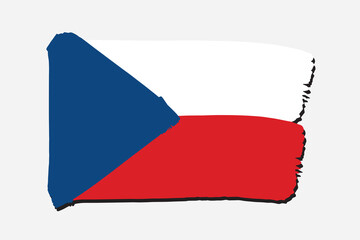 Czech Republic Flag with colored hand drawn lines in Vector Format