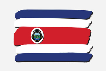 Costa Rica Flag. with colored hand drawn lines in Vector Format