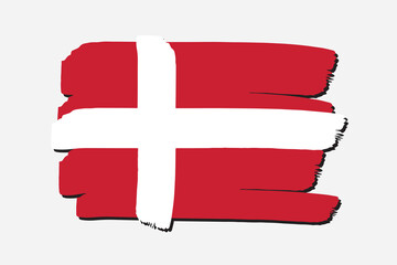 Denmark Flag with colored hand drawn lines in Vector Format
