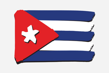 Cuba Flag with colored hand drawn lines in Vector Format