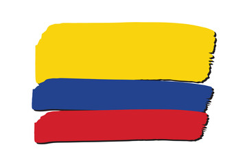 Colombia Flag with colored hand drawn lines in Vector Format